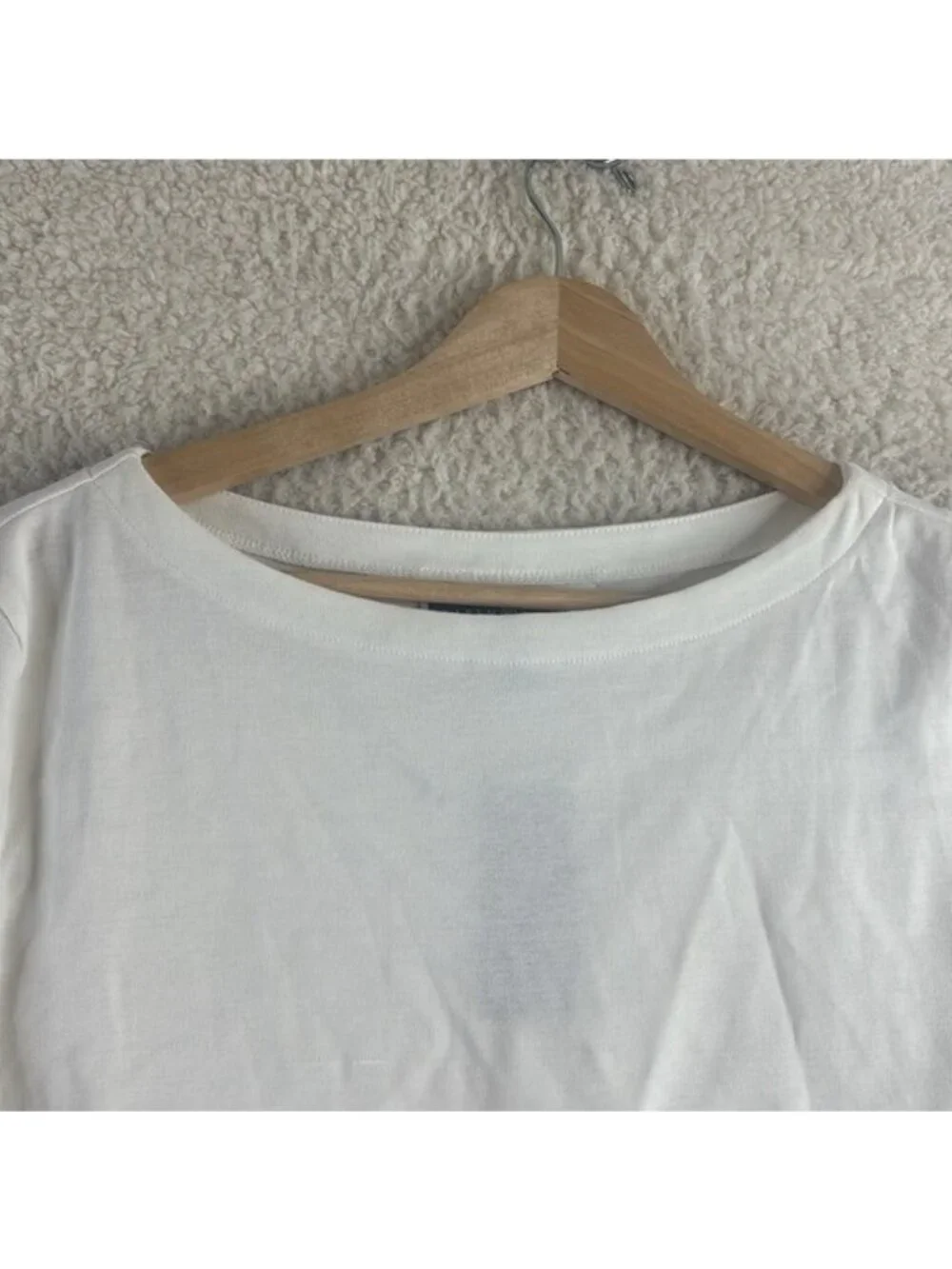 NWT Karen Scott Womens White Cotton Half Sleeve Boat Neck Top Petite Size PP
